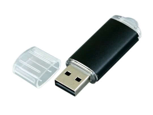 USB 2.0- флешка на 64 Гб с прозрачным колпачком, черный