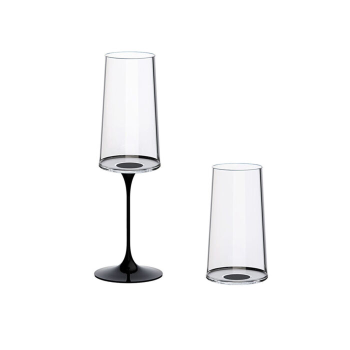 Хрустальный бокал для игристого вина на магните Trebonn SplitGlass, 2 шт, 320 мл, черный